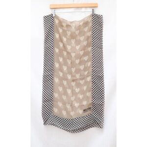 Moschino Cheap and Chic Silk Scarf Beige Hearts Print NWOT new plaid check light